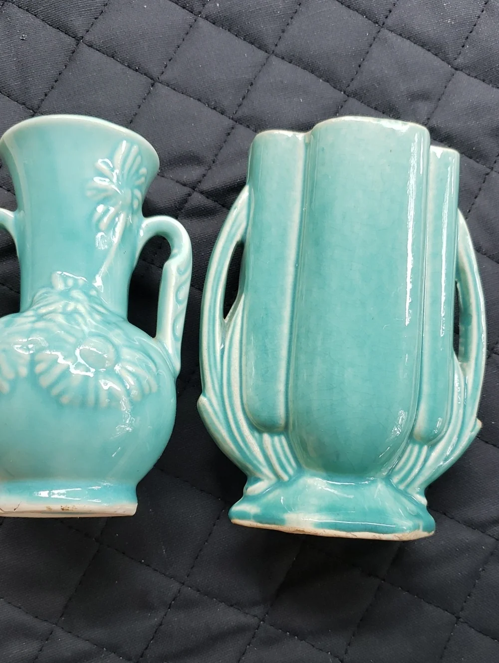 Turquoise Ceramic Art Deco Style Vase - USA